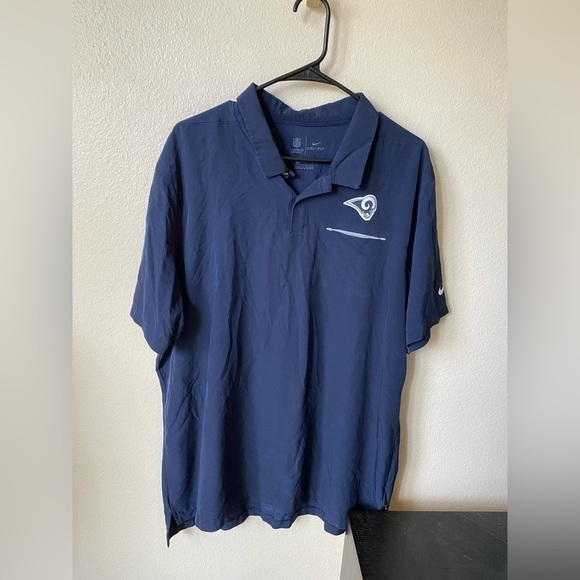 Nike Men’s Dri-Fit Polo Navy Shirt Size XL LA Rams NFL Onfield Apparel Top - Picture 1 of 10